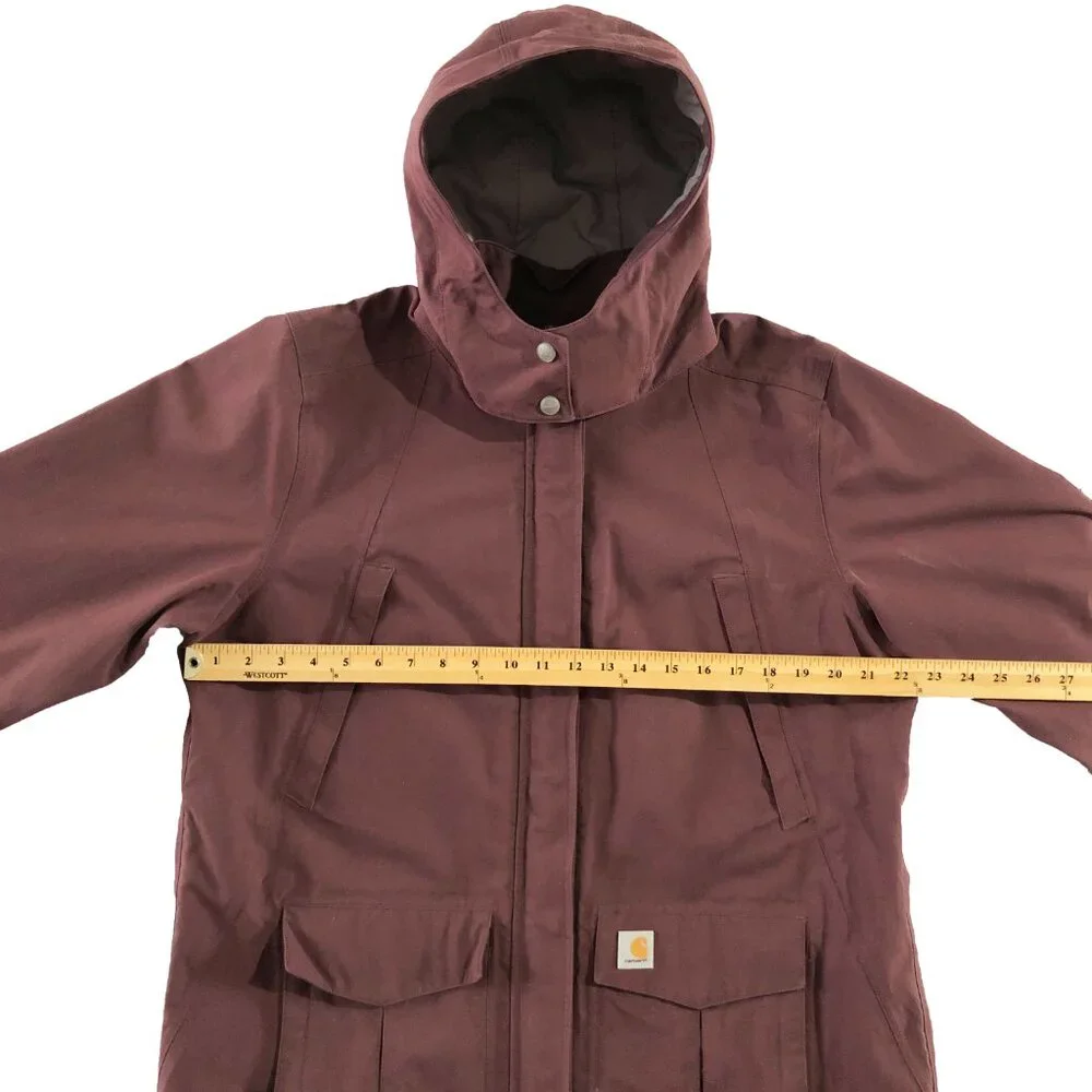 Carhartt Jacket Womens Size XL (16/18) Burgundy Shoreline Storm Defender Hooded - Picture 6 of 16